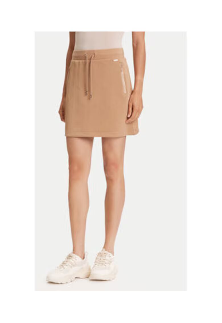 Guess Fusta mini din amestec de poliester cu model logo