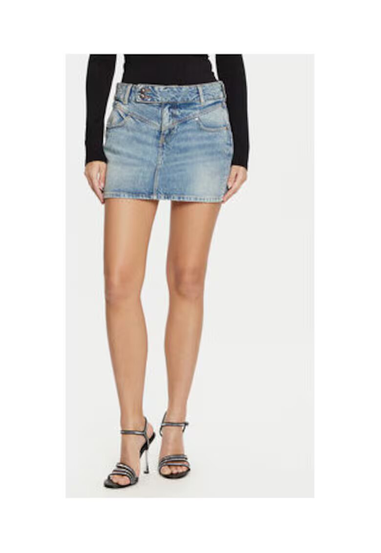 Guess Fusta mini din denim cu aspect prespalat