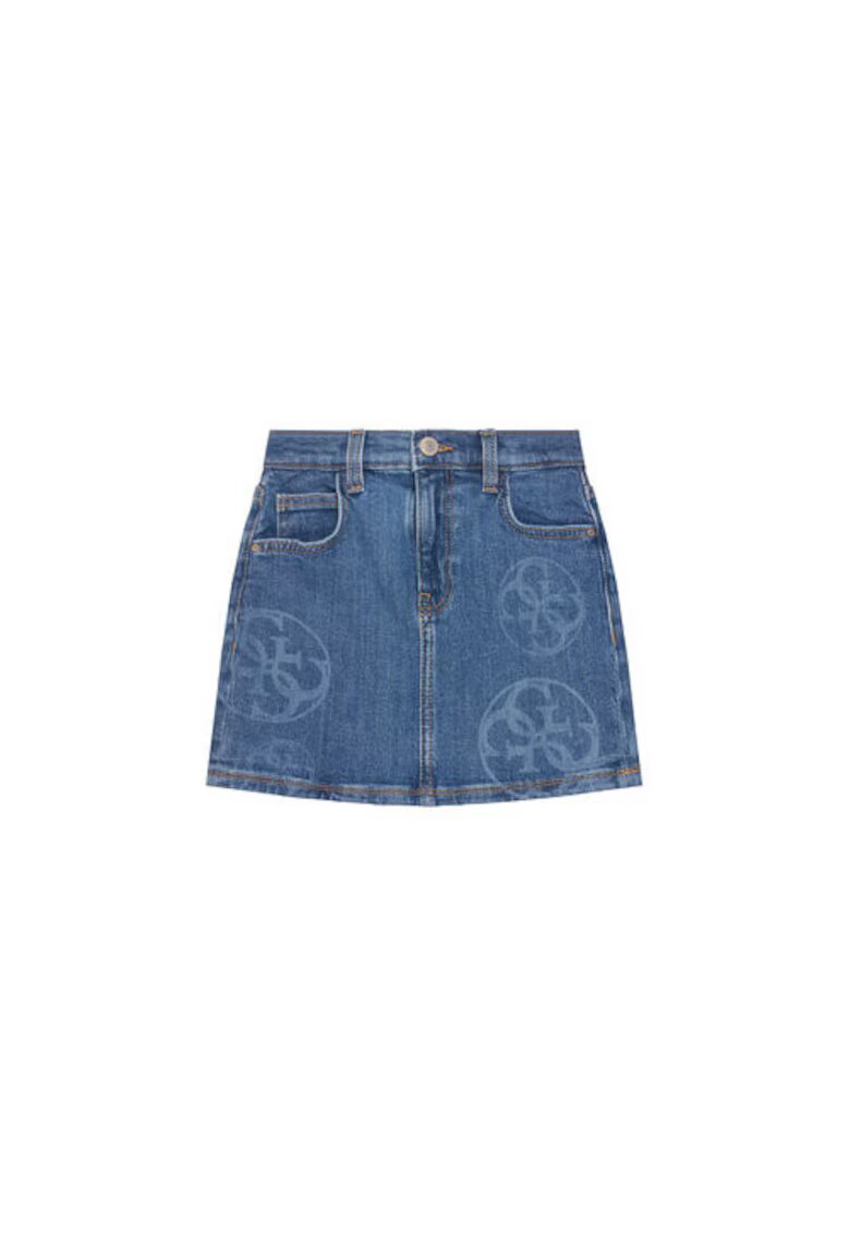 Guess Fusta scurta din denim cu imprimeu logo