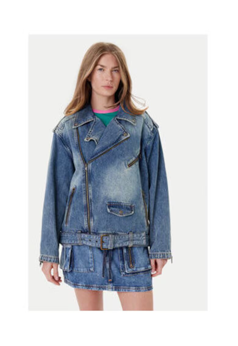 Guess Geaca biker din denim - cu aspect supradimensionat