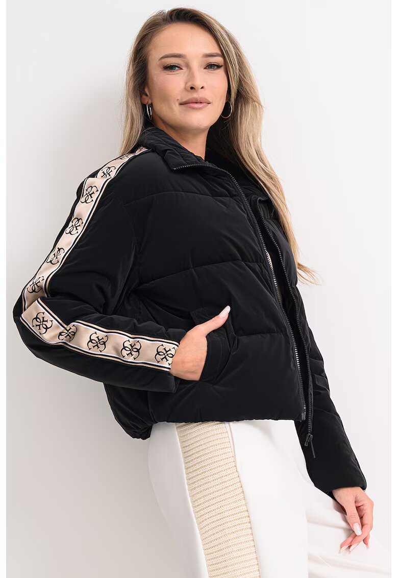 Guess Geaca cu benzi logo - Negru