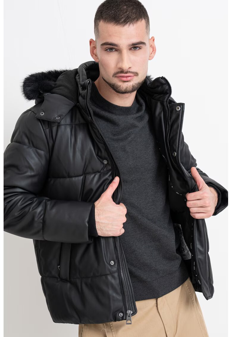 Guess Geaca cu fermoar si buzunare - Negru stins