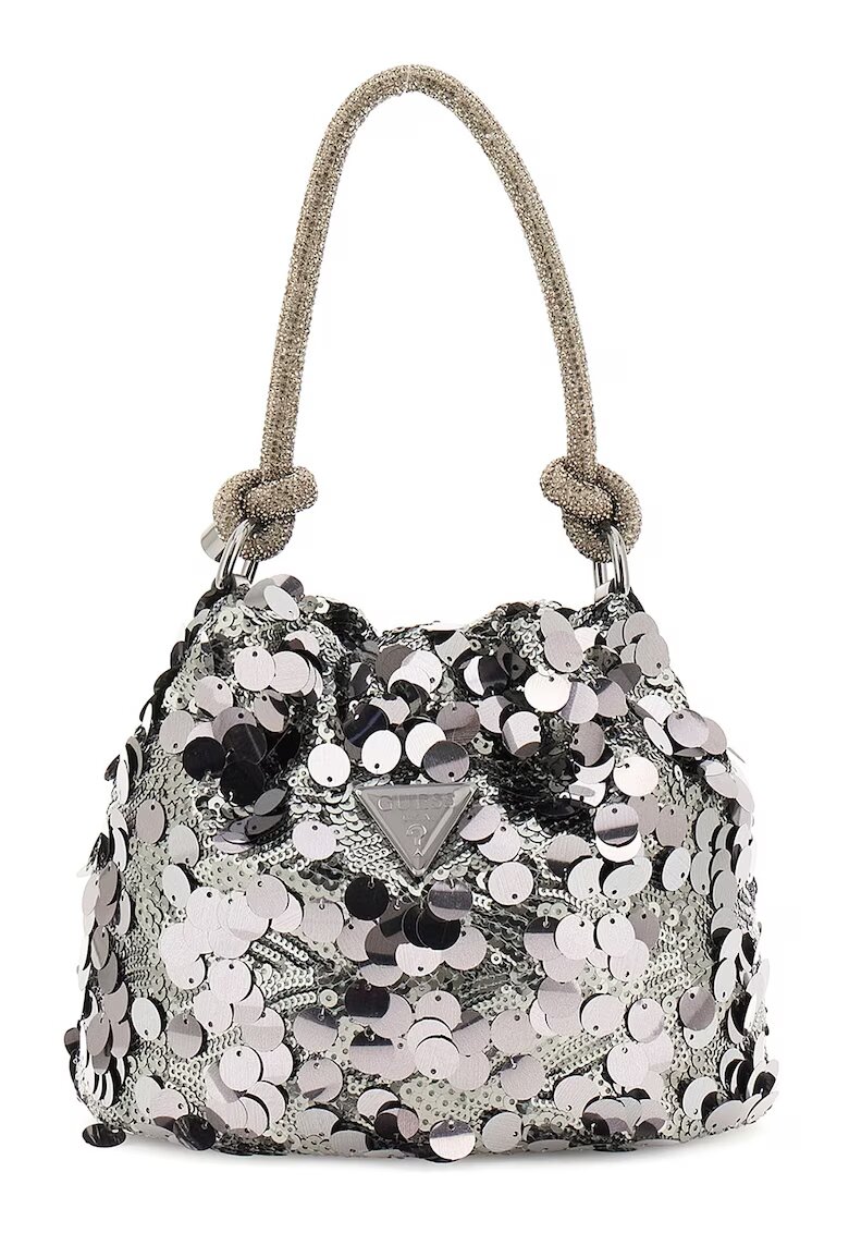 Guess Geanta bucket cu paiete - Gri/Negru stins