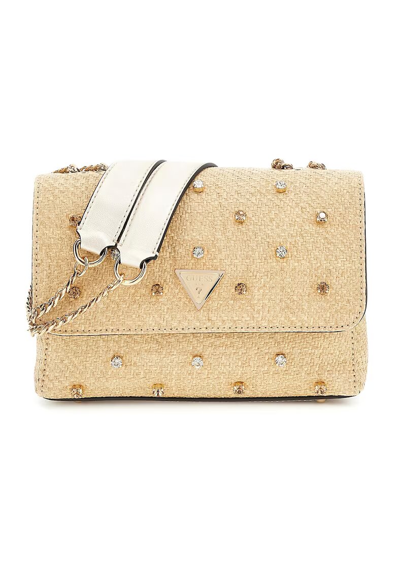 Guess Geanta crossbody cu strasuri Giully - Maro nisip