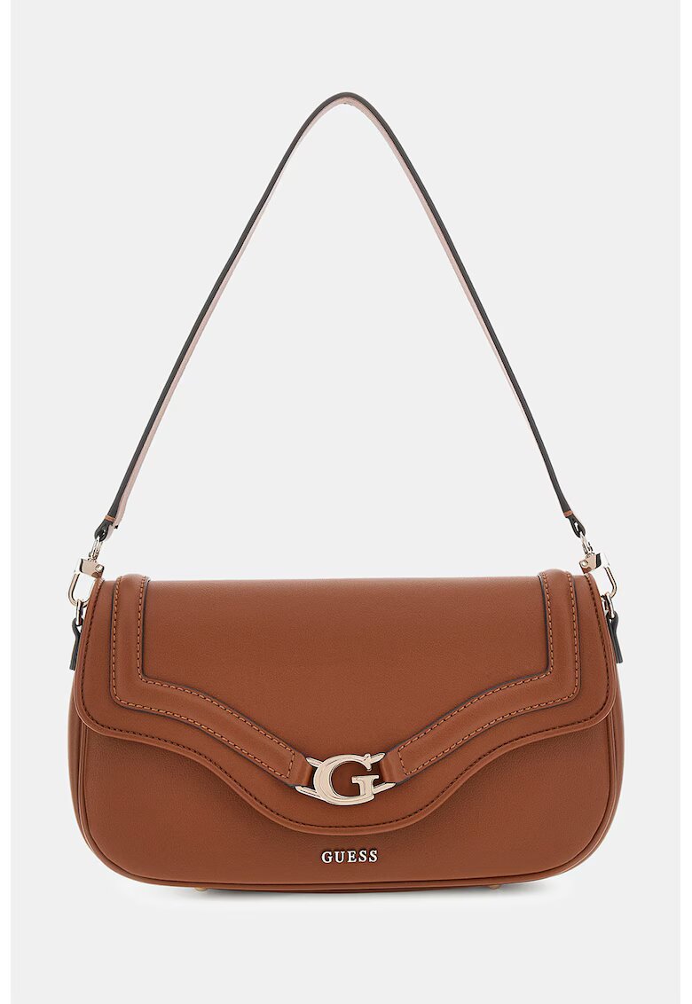 Guess Geanta crossbody de piele ecologica cu buzunar pe partea din spate cu fermoar - Portocaliu stins