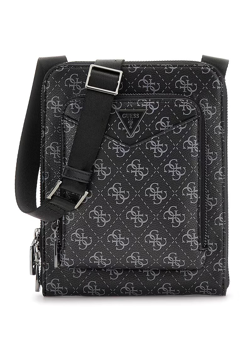 Guess Geanta crossbody din piele ecologica cu model logo Siena - Negru/Gri deschis