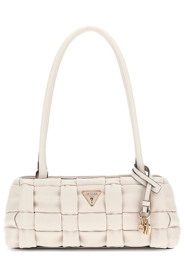 Guess Geanta cu bareta de umar si aspect impletit - Crem