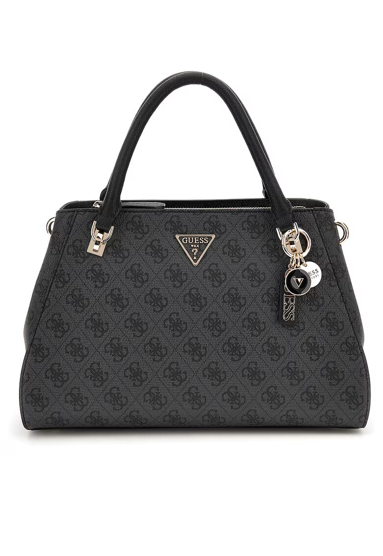 Guess Geanta cu bareta de umar si model monograma Noelle II - Negru/Gri inchis