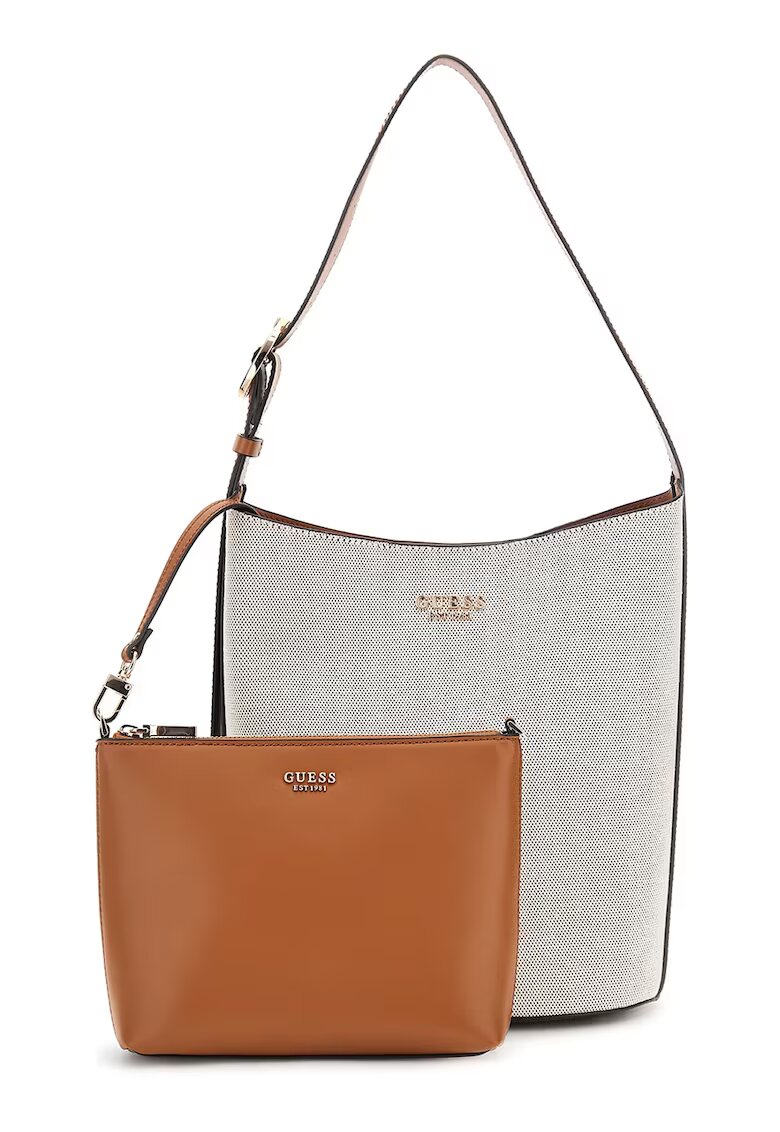 Guess Geanta cu etui interior Nicolette - Maro/Maro taupe deschis