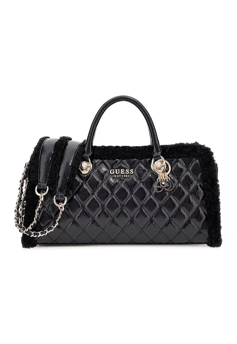 Guess Geanta de umar cu aspect matlasat - Negru