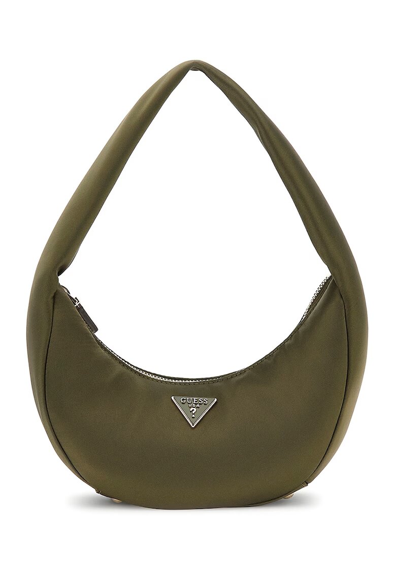 Guess Geanta din material textil cu bareta de umar si logo metalic - Verde masliniu
