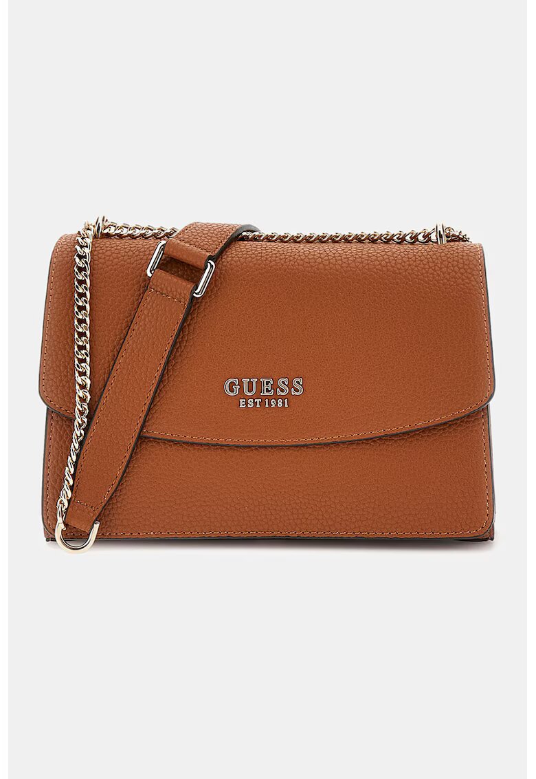 Guess Geanta din piele ecologica cu bareta de umar si aspect texturat - Maro scortisoara