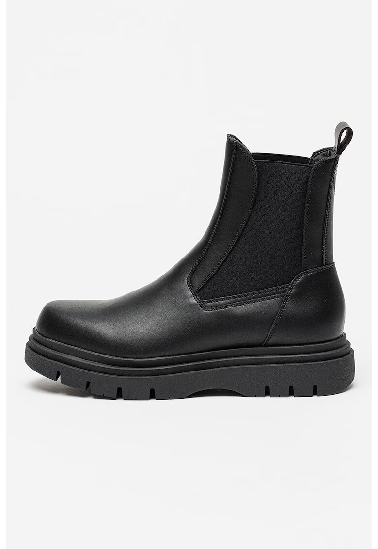 Guess Ghete Chelsea de piele cu logo metalic - Negru