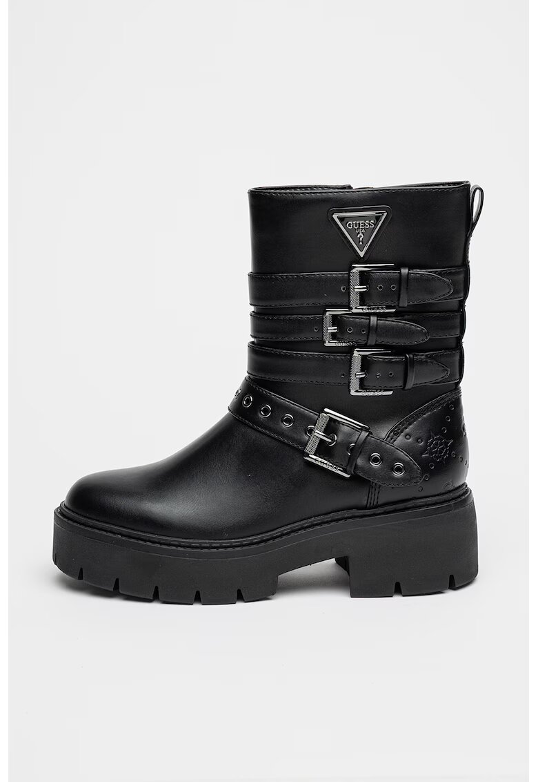 Guess Ghete de piele ecologica cu aspect masiv - Negru