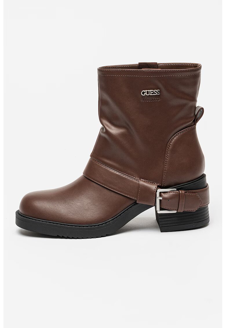 Guess Ghete de piele ecologica cu toc masiv - Maro