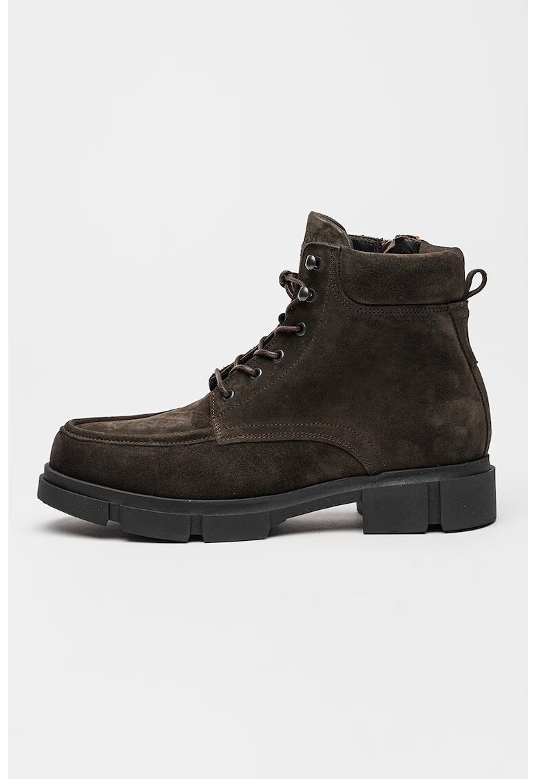 Guess Ghete de piele intoarsa cu fermoar - Maro inchis