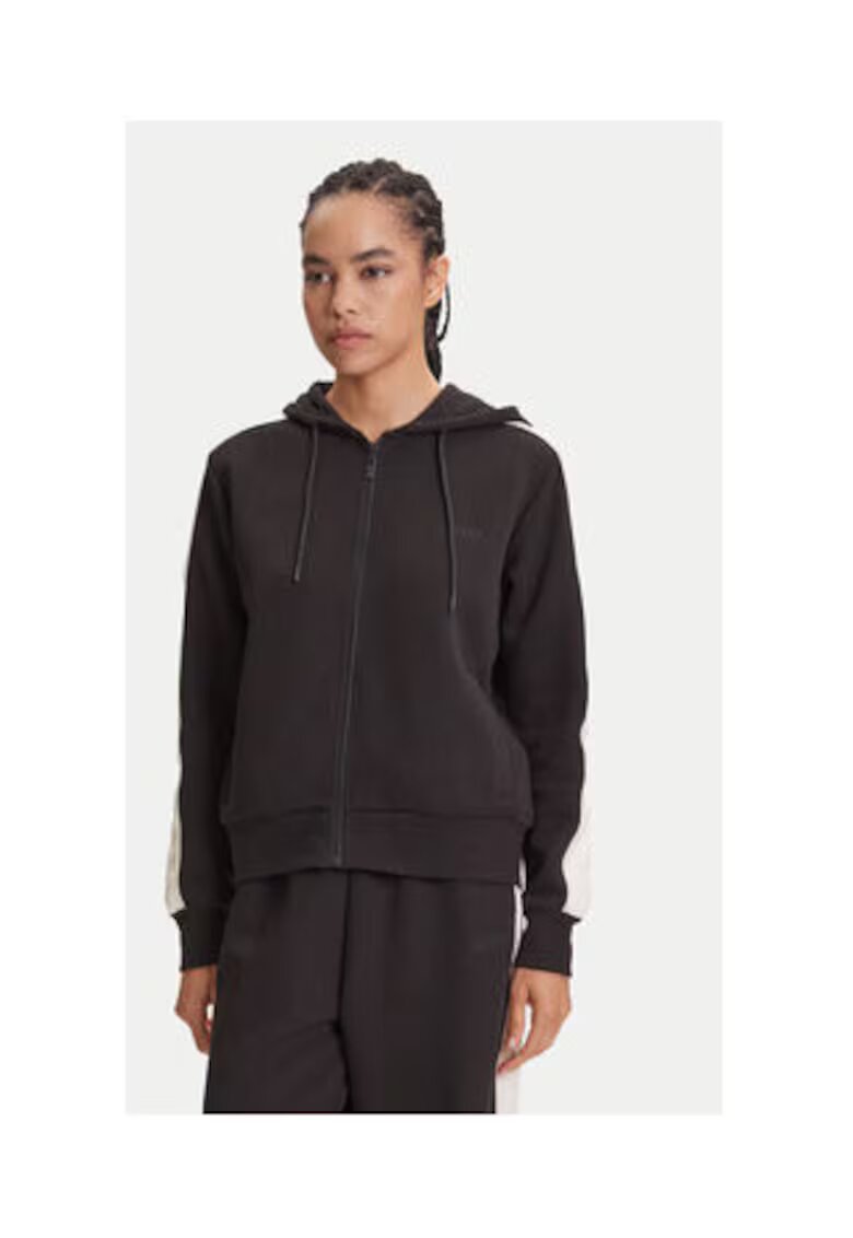 Guess Hanorac casual din bumbac cu fermoar - Negru