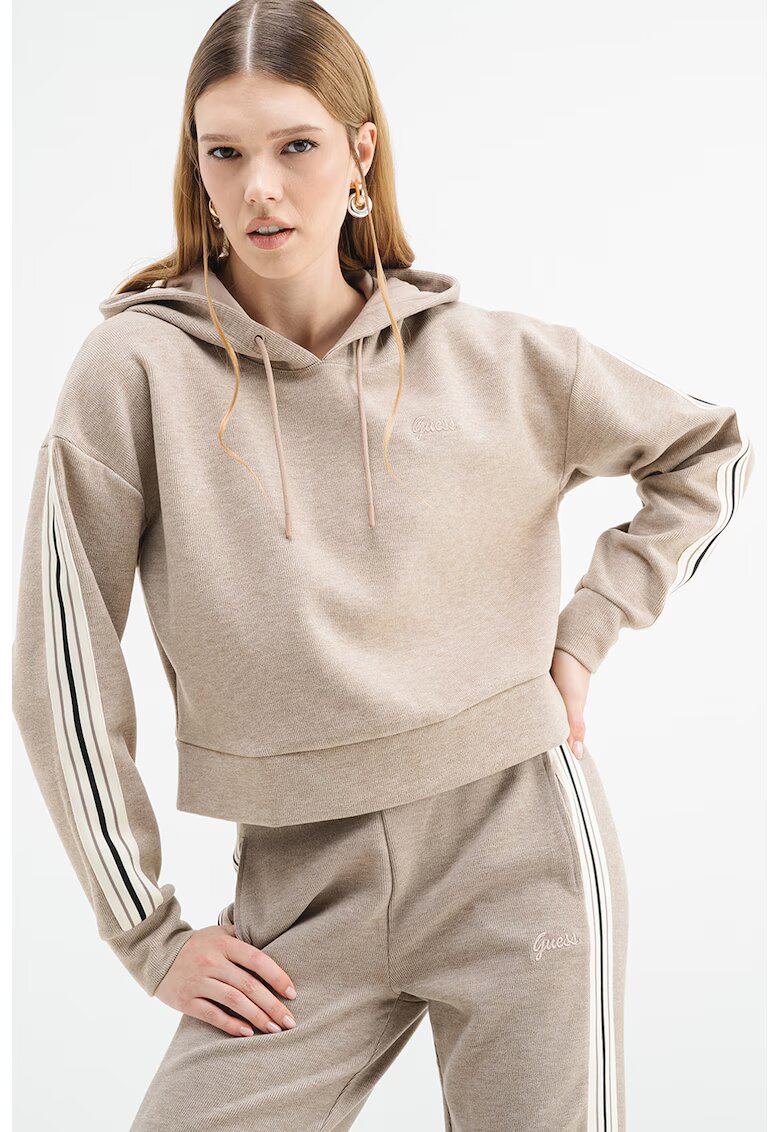 Guess Hanorac cu dungi laterale - Bej melange