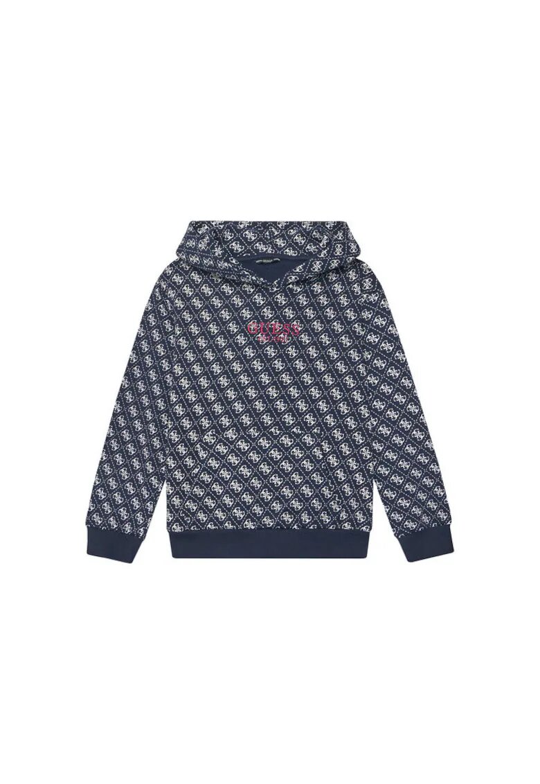 Guess Hanorac cu gluga copii model cu imprimeu - bleumarin
