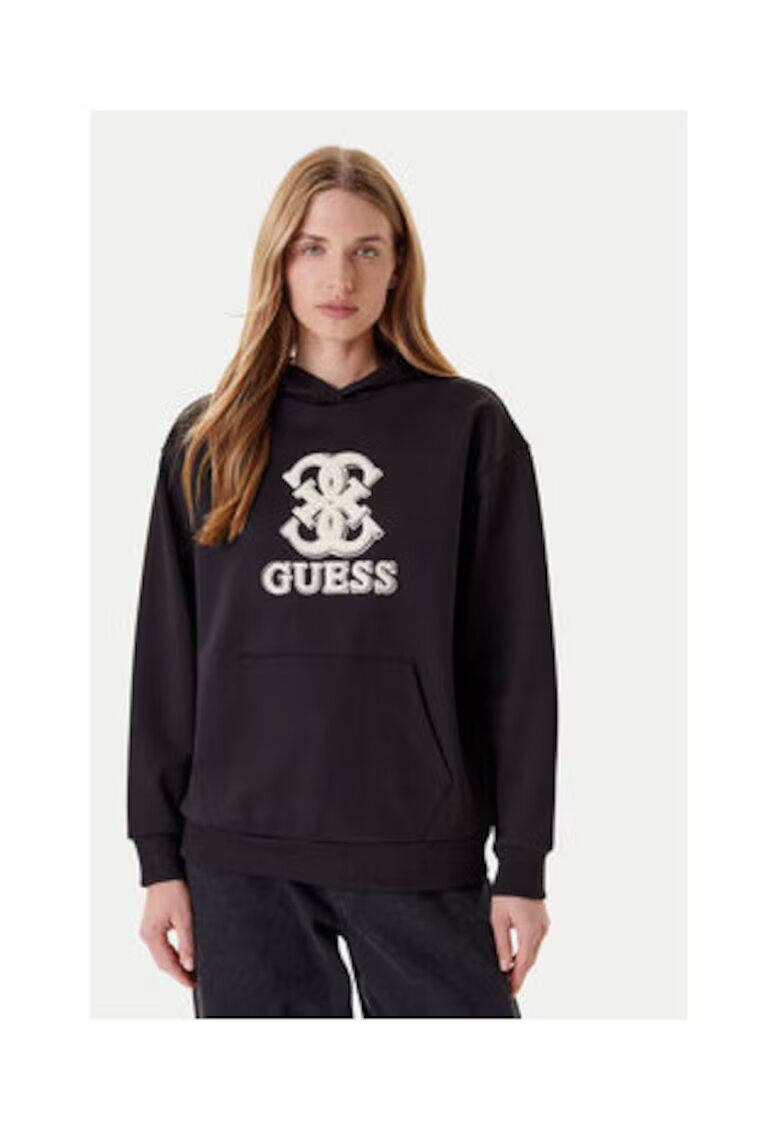 Guess Hanorac cu logo și buzunar kangaroo - Negru