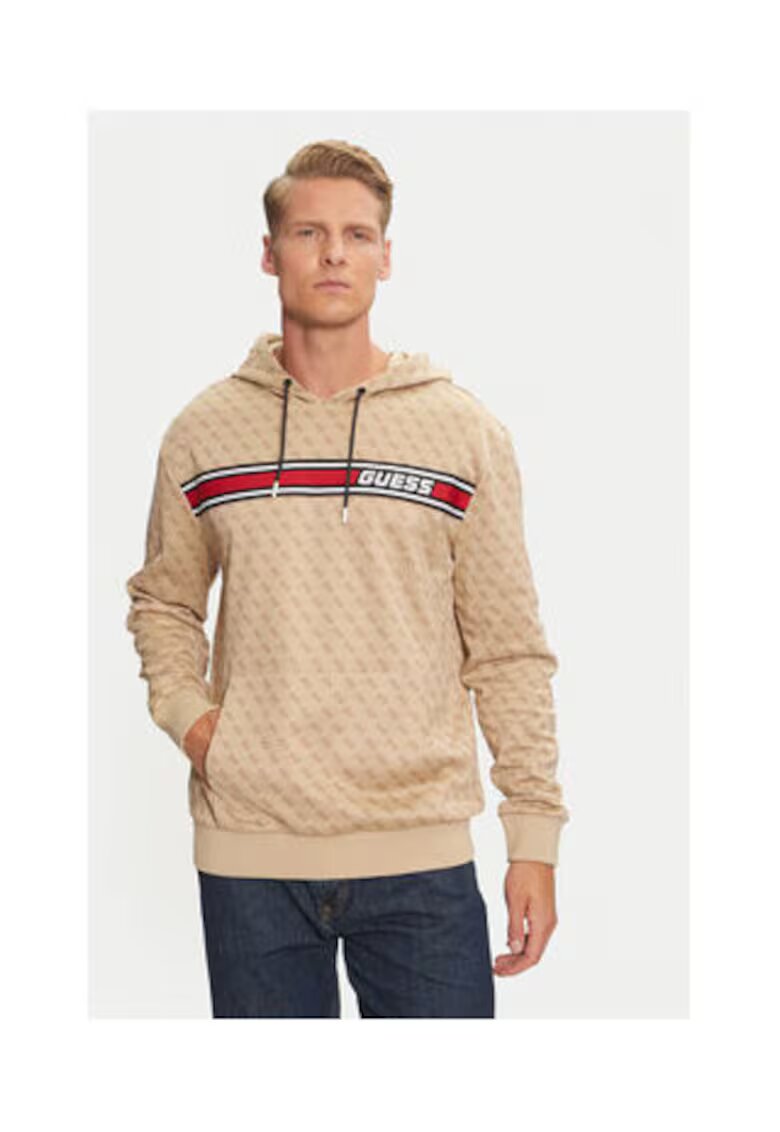 Guess Hanorac din amestec de bumbac cu imprimeu logo