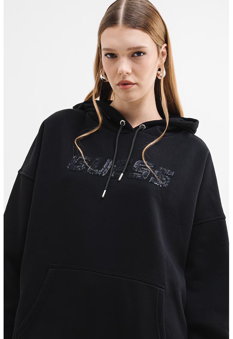 Guess Hanorac lejer cu paiete - Negru
