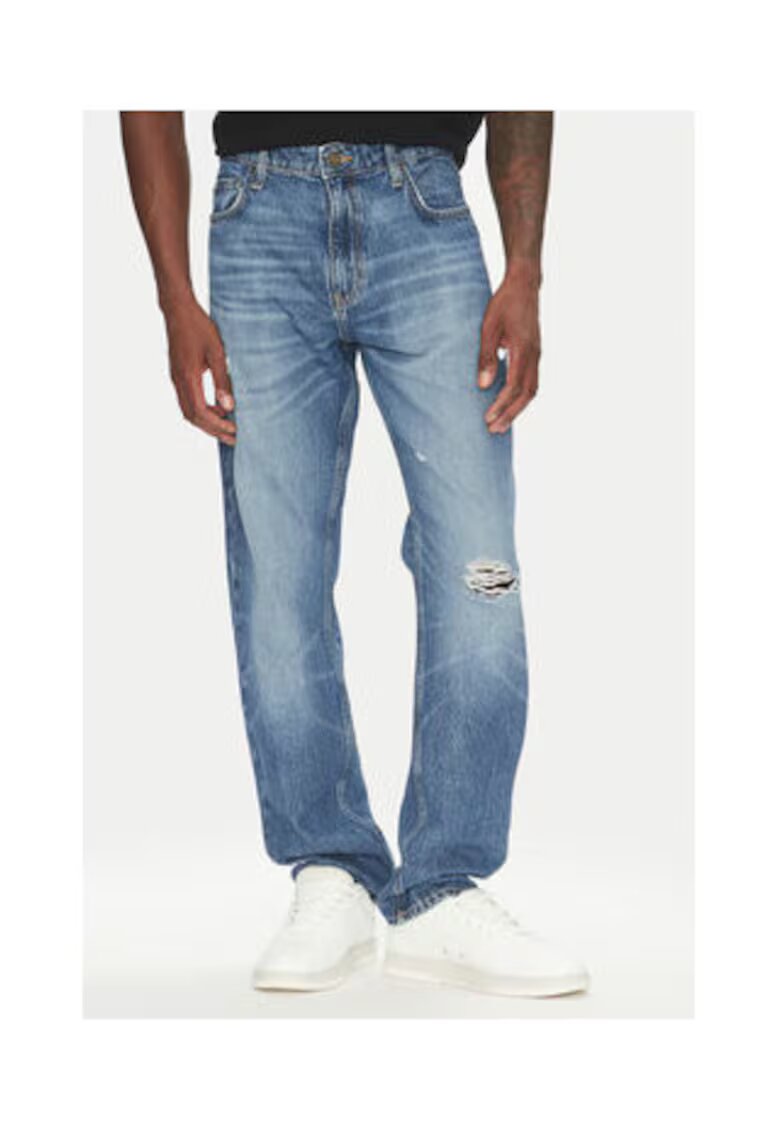 Guess Jeans Blugi cu croiala conica si rupturi decorative