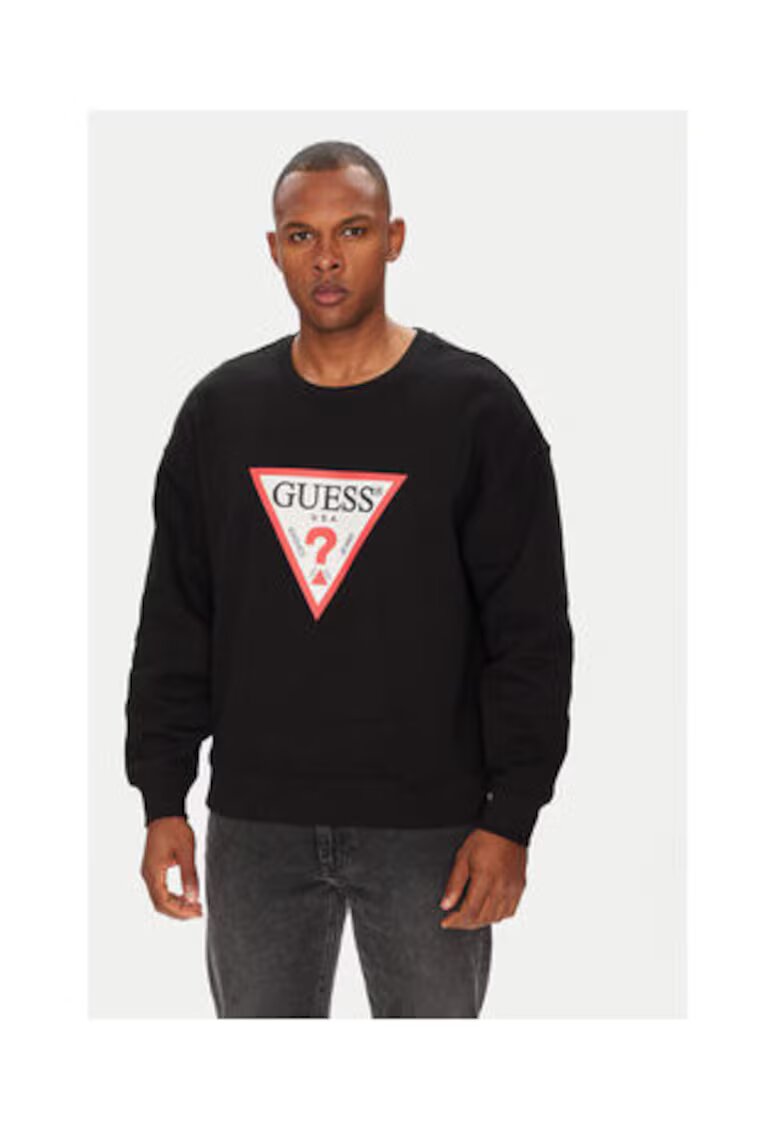 Guess Jeans Bluza din amestec de bumbac cu logo si terminatie elastica