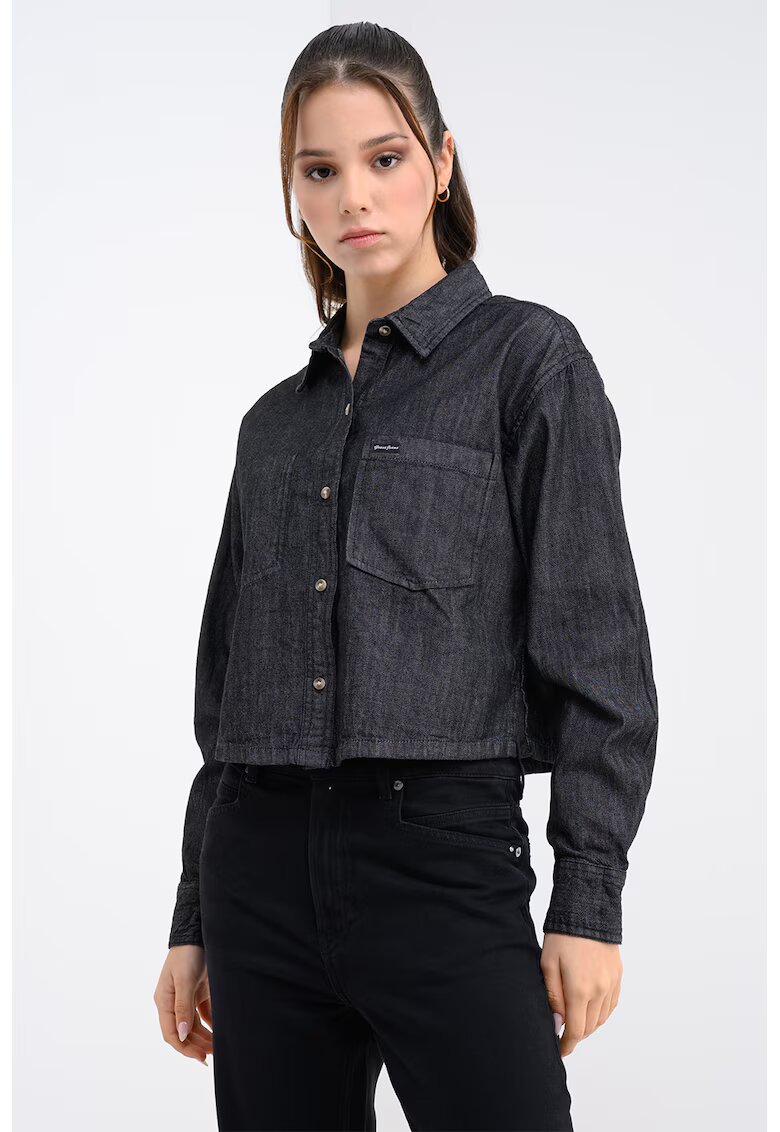 Guess Jeans Camasa relaxed fit de denim cu buzunare - Gri antracit