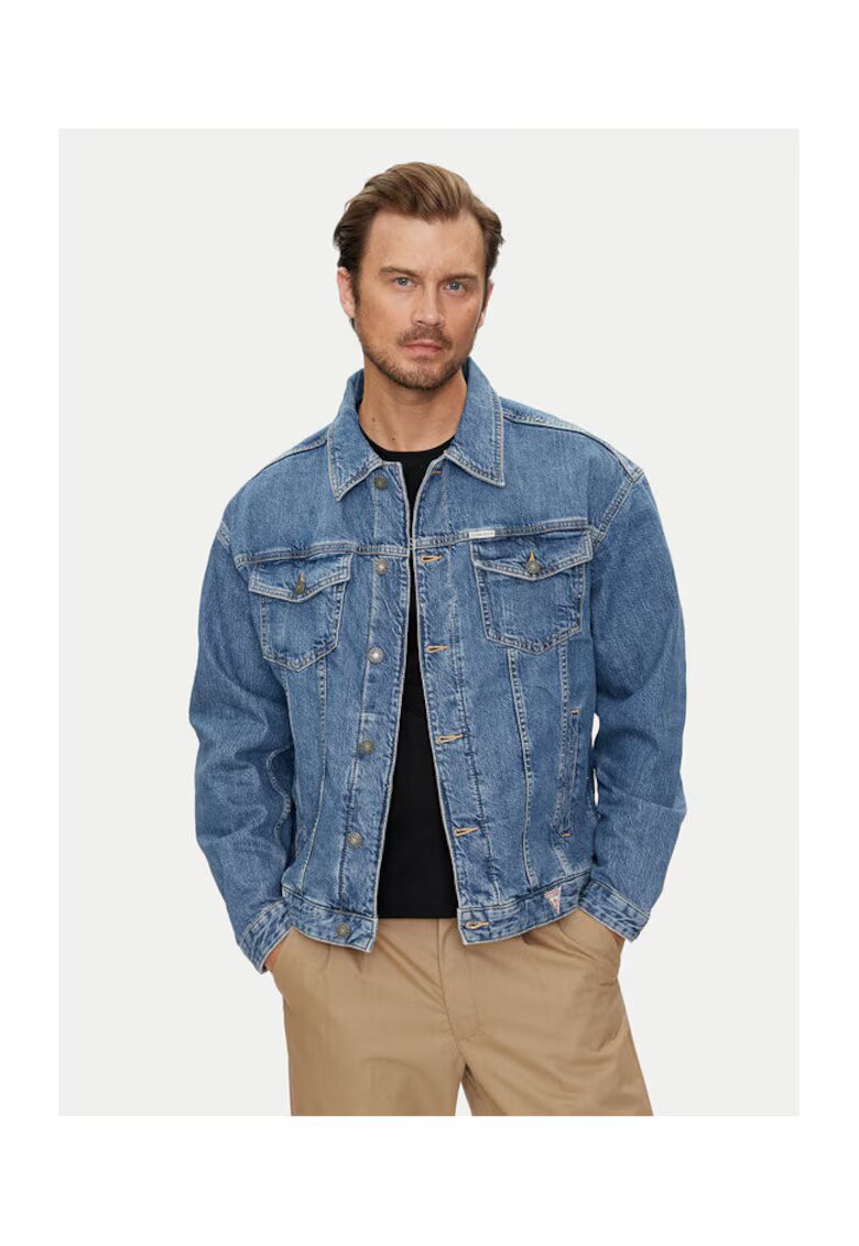 Guess Jeans Geaca de blugi barbati albastru - denim -