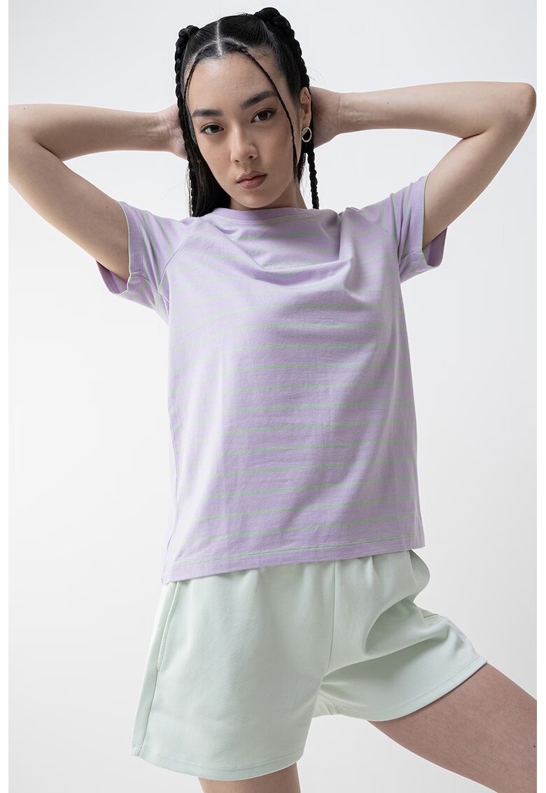 Guess Jeans Guess - Tricou din amestec de bumbac cu model in dungi - Verde/Lila