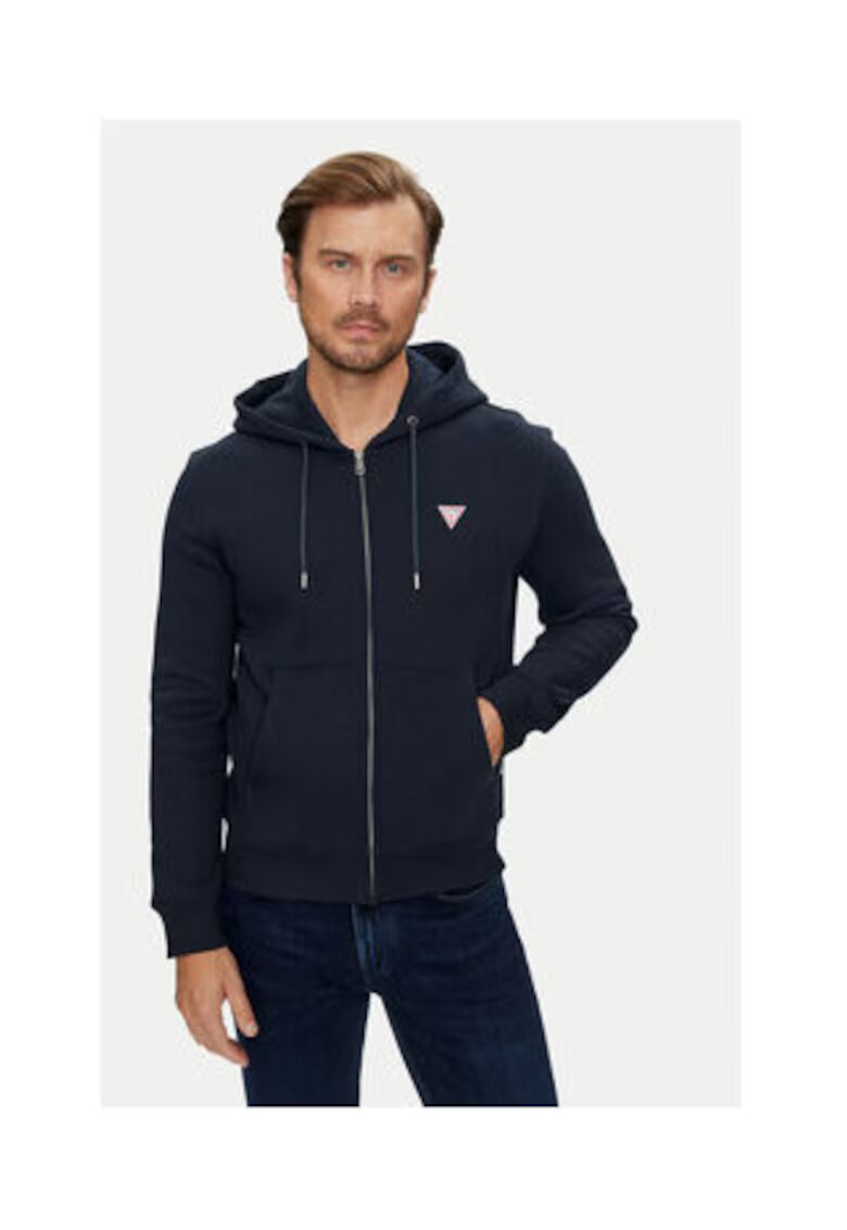 Guess Jeans Hanorac cu fermoar si detaliu logo -