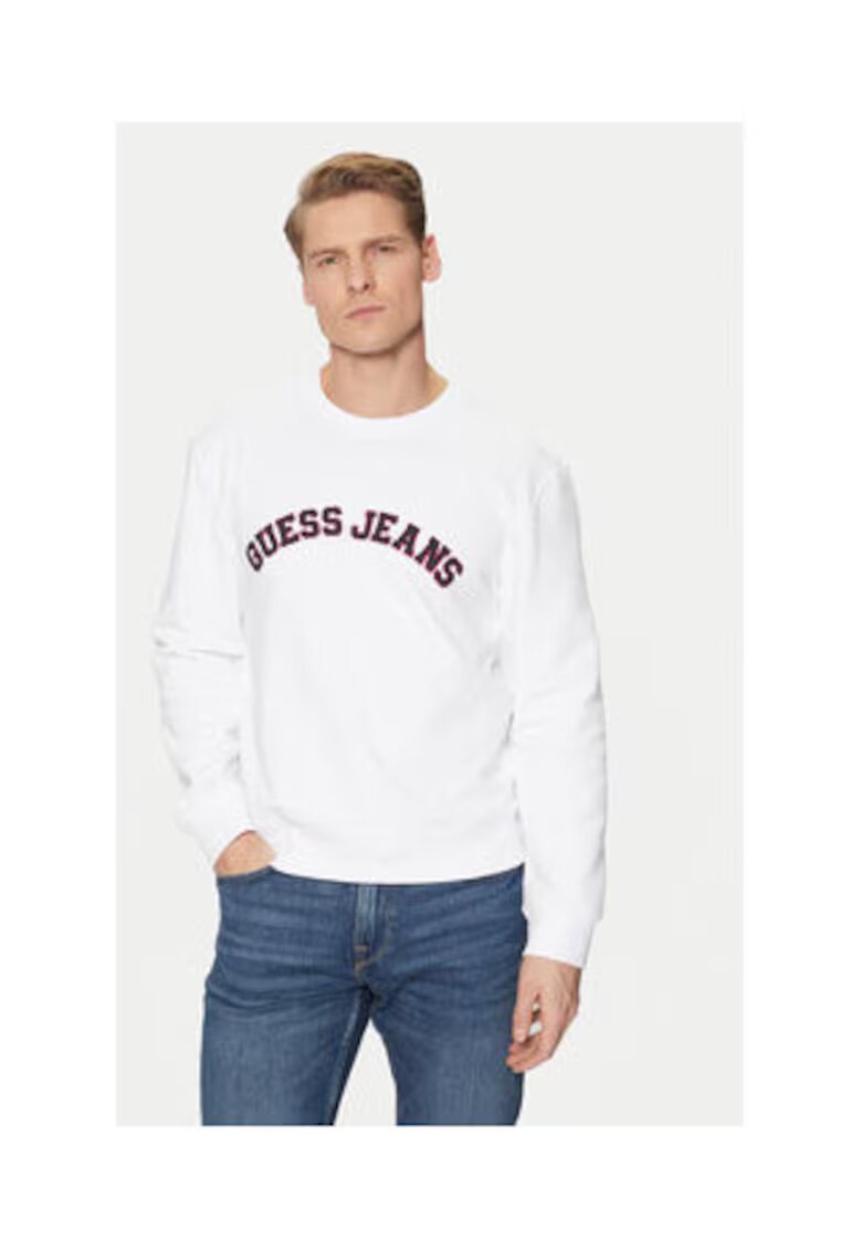 Guess Jeans Hanorac din bumbac cu maneci lungi si model grafic si logo