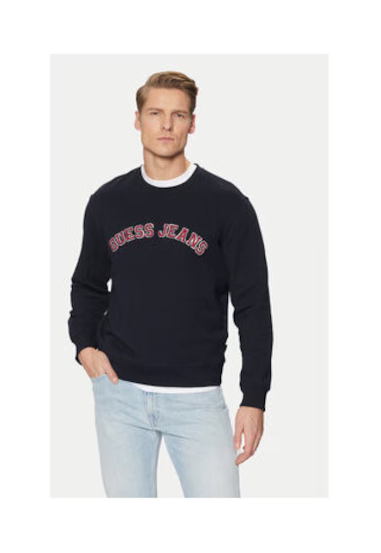 Guess Jeans Hanorac din bumbac cu maneci lungi si model logo grafic