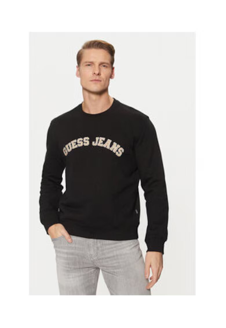 Guess Jeans Hanorac din bumbac cu model grafic si logo si maneci lungi