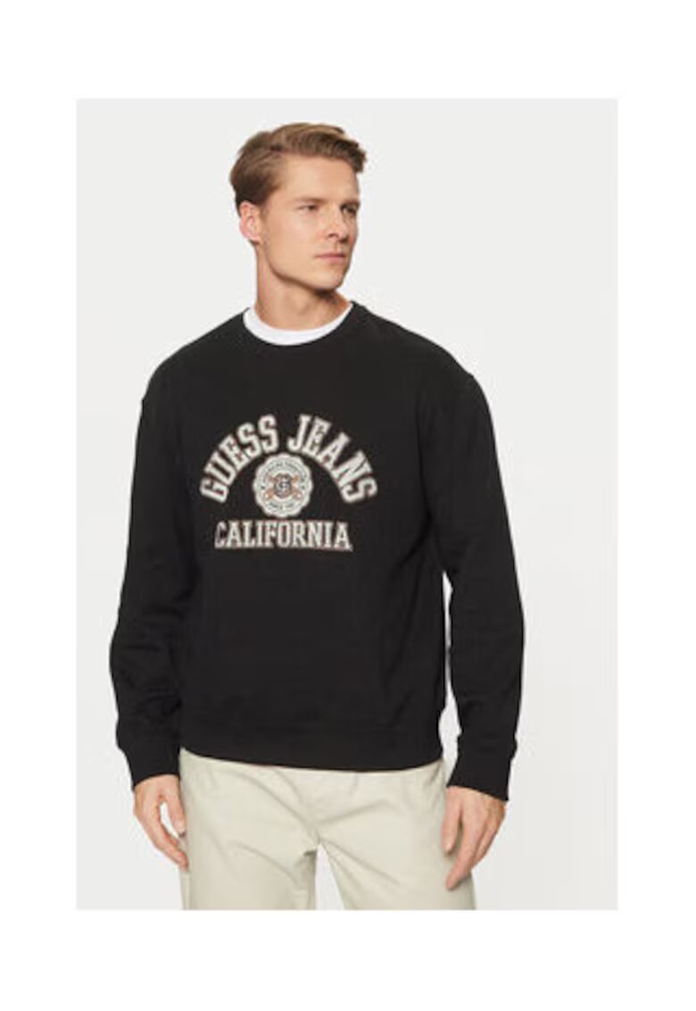 Guess Jeans Hanorac din bumbac - cu model logo si maneci lungi