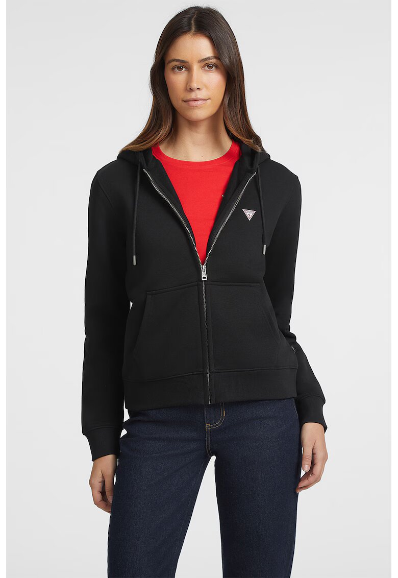 Guess Jeans Hanorac uni cu fermoar - Negru