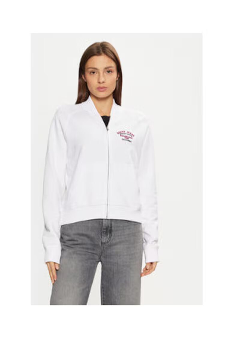 Guess Jeans Hanorc cu fermoar si manei raglan