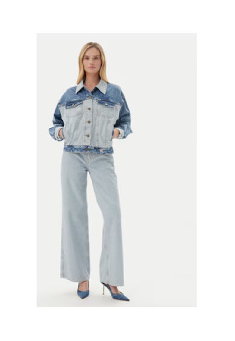 Guess Jeans Jacheta din denim cu guler clasic