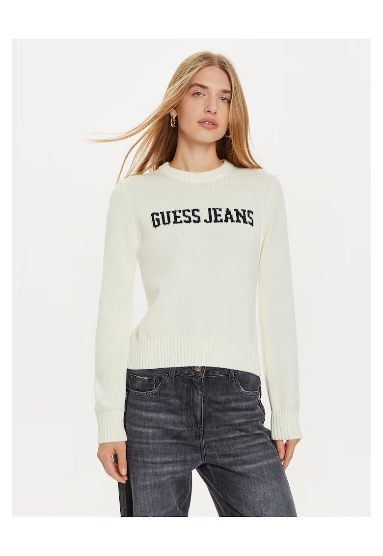 Guess Jeans Pulover de dama alb -