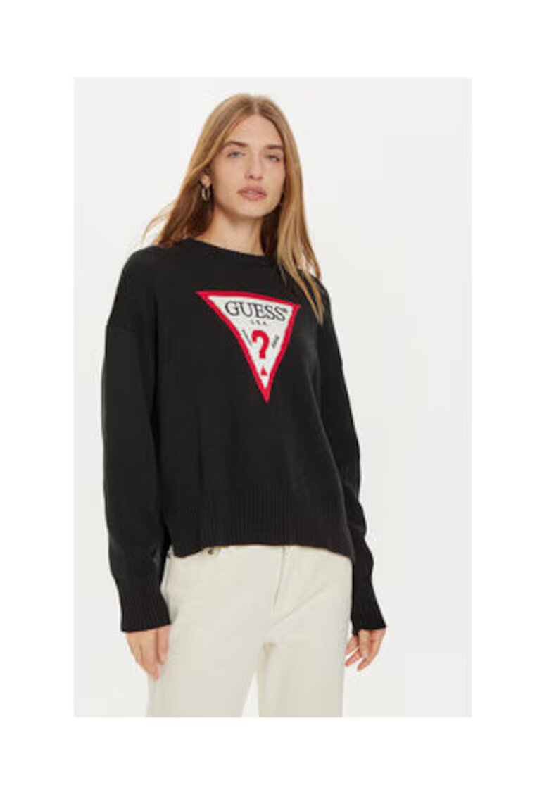 Guess Jeans Pulover din bumbac organic cu logo