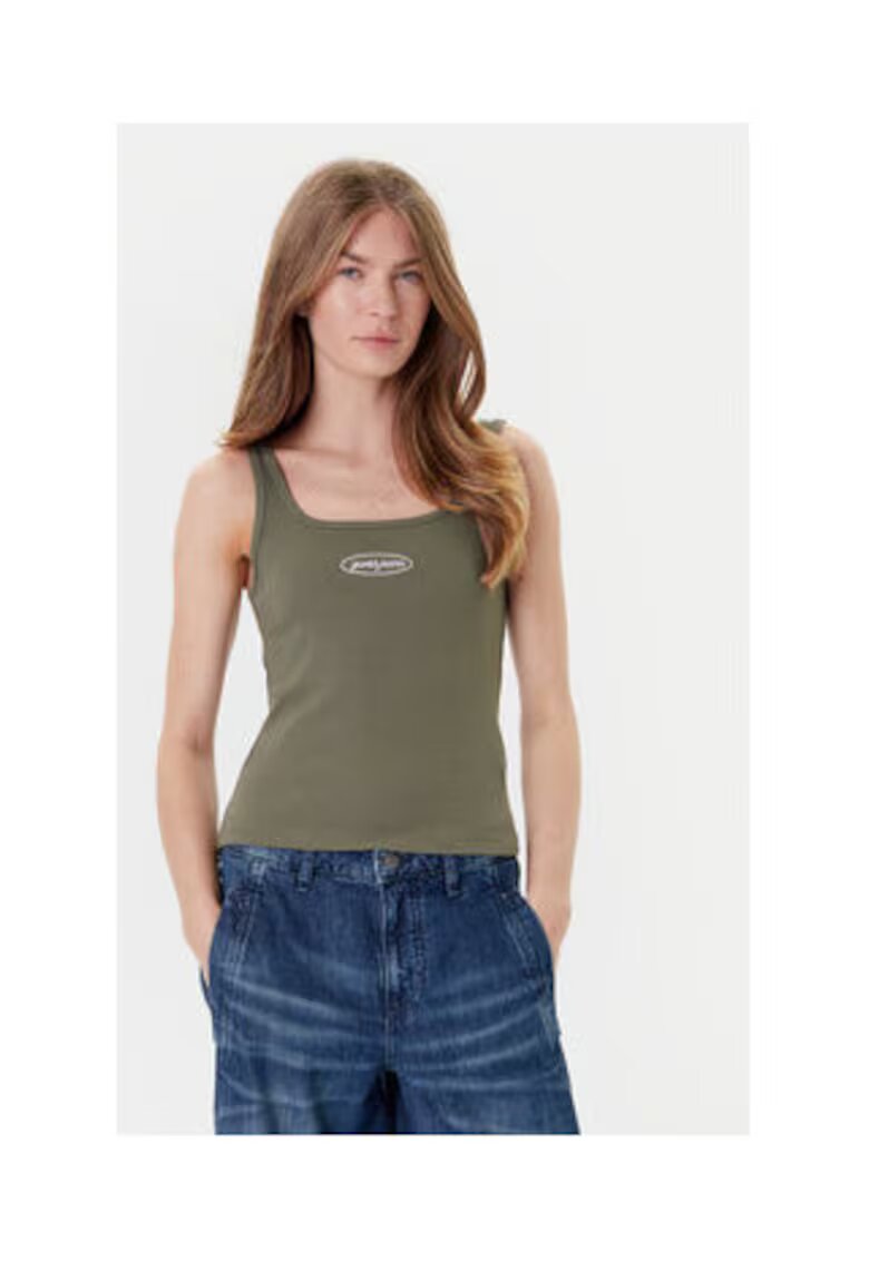 Guess Jeans Top cu decolteu decupat - Kaki