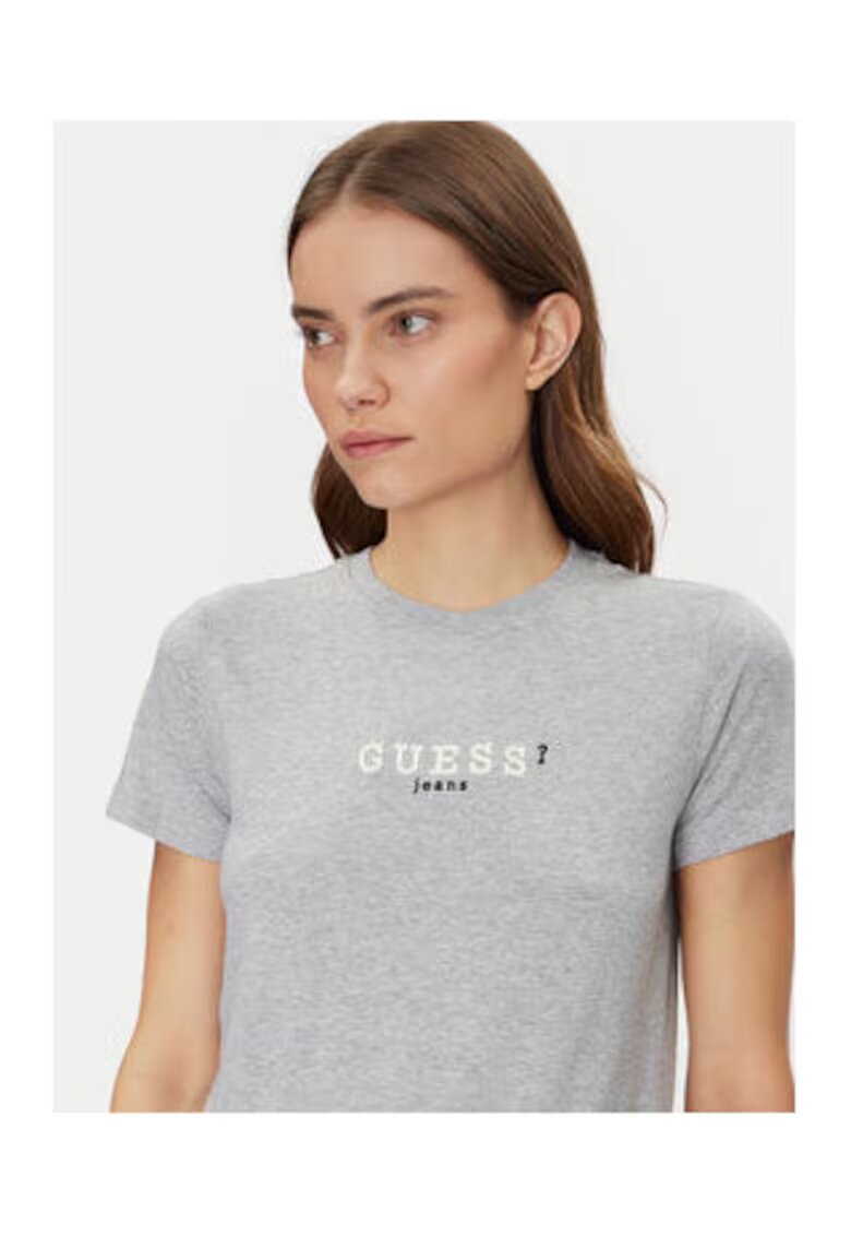 Guess Jeans Tricou Cu Decolteu La Baza Gatului Cu Maneca Scurta