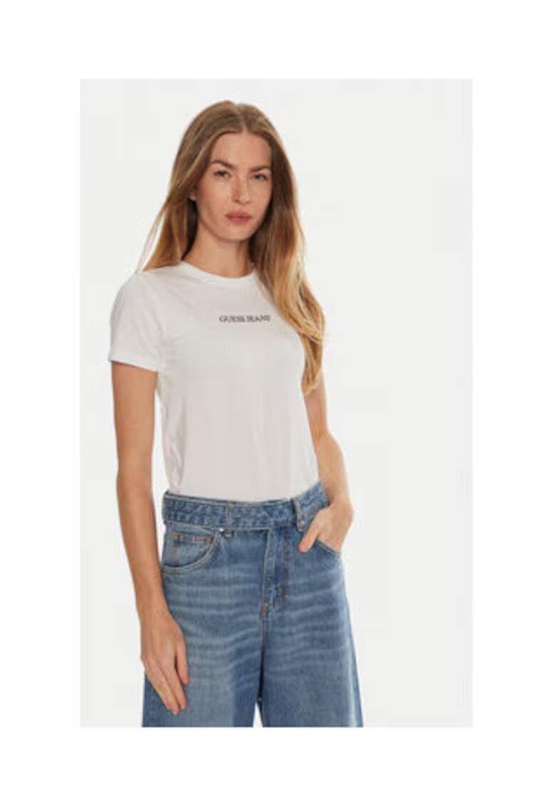 Guess Jeans Tricou din amestec de bumbac organic si logo -