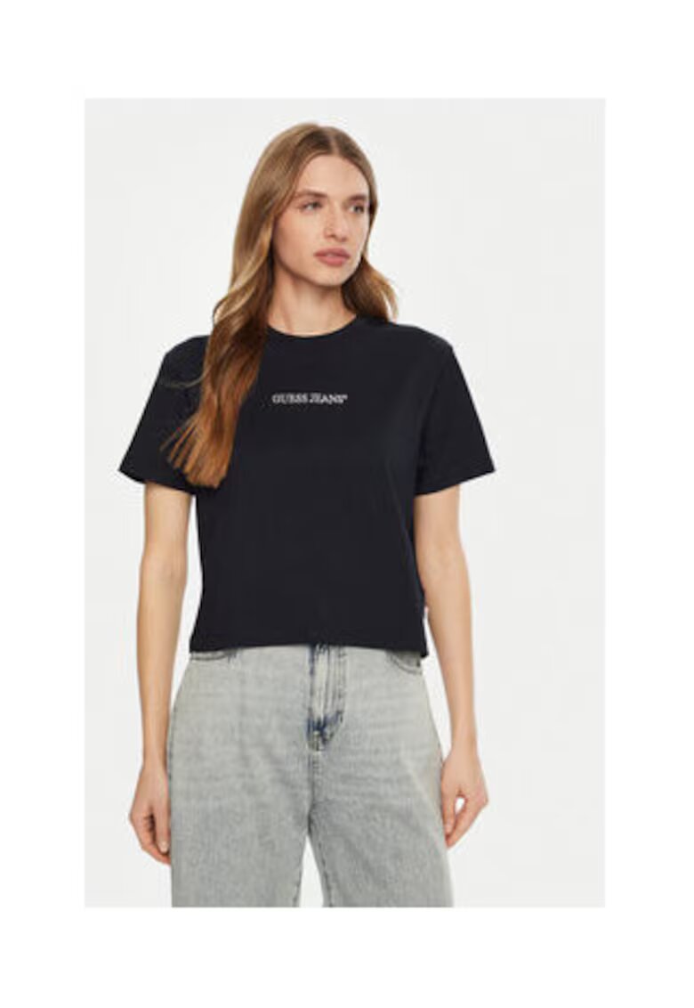 Guess Jeans Tricou Din Bumbac Cu Text Imprimat