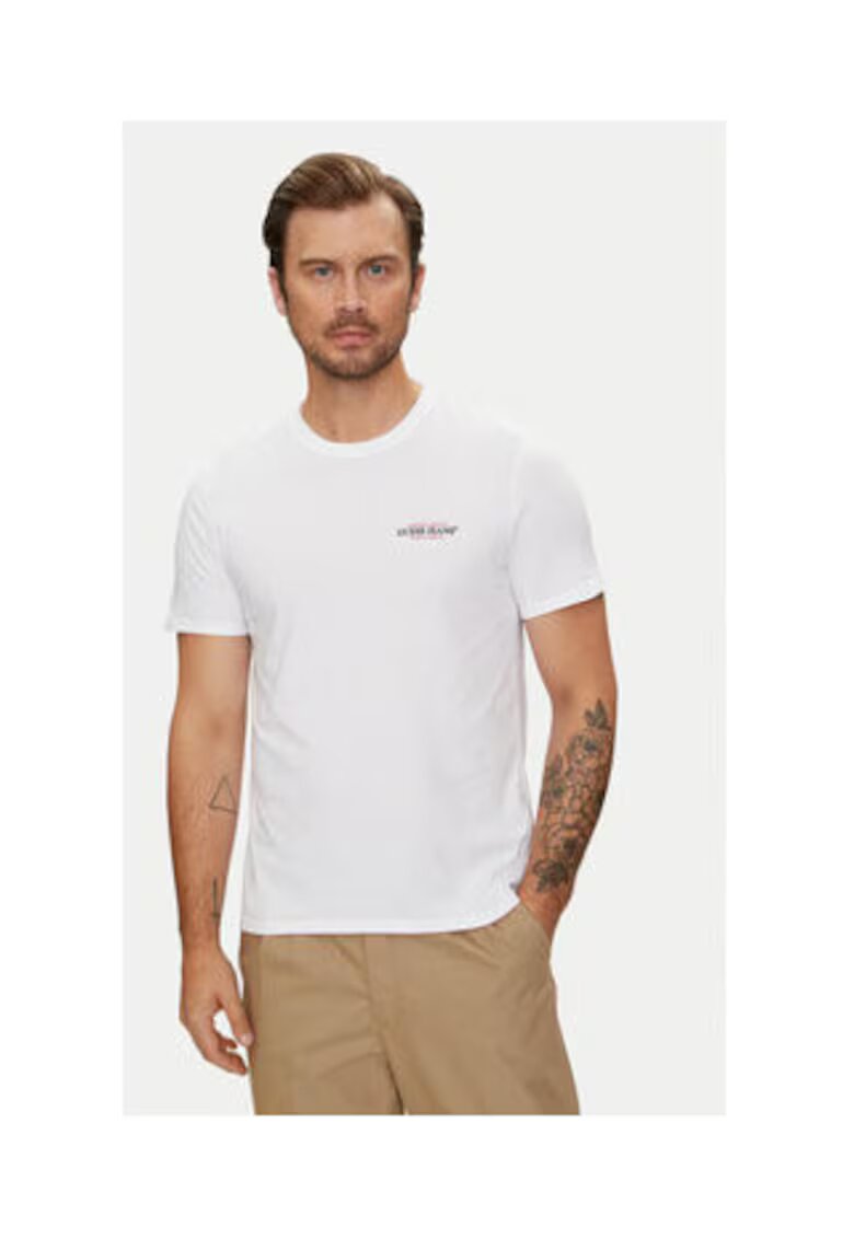 Guess Jeans Tricou din bumbac organic cu logo discret -