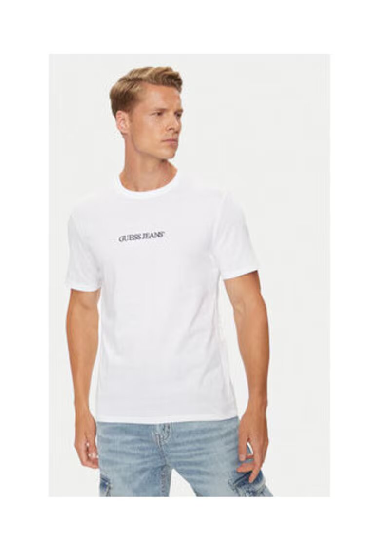 Guess Jeans Tricou din bumbac organic cu logo imprimat -