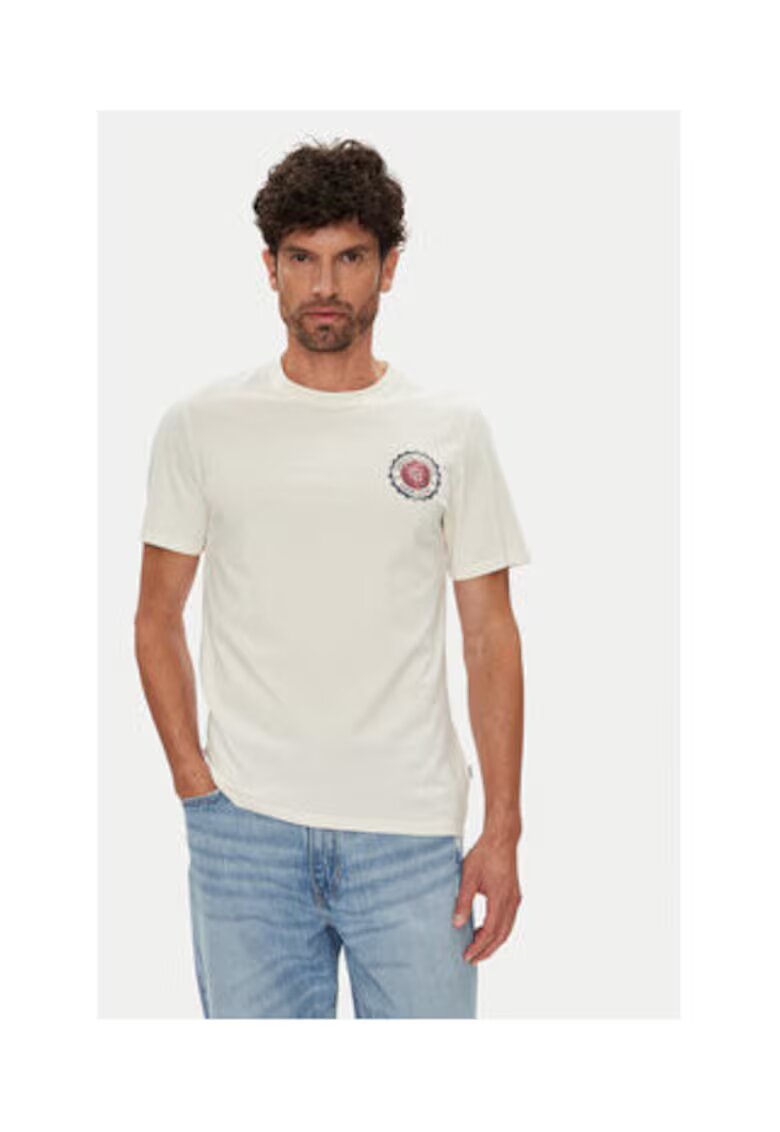 Guess Jeans Tricou din bumbac organic cu logo rotund frontal -