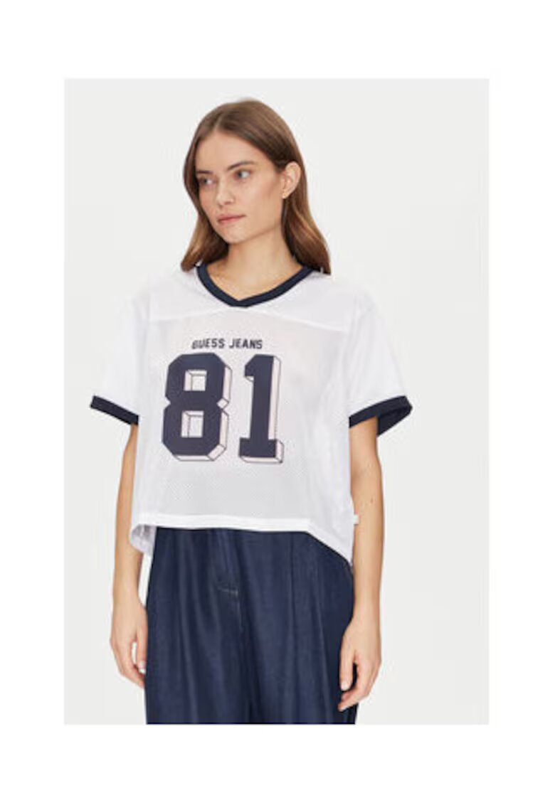 Guess Jeans Tricou in V cu imprimeu