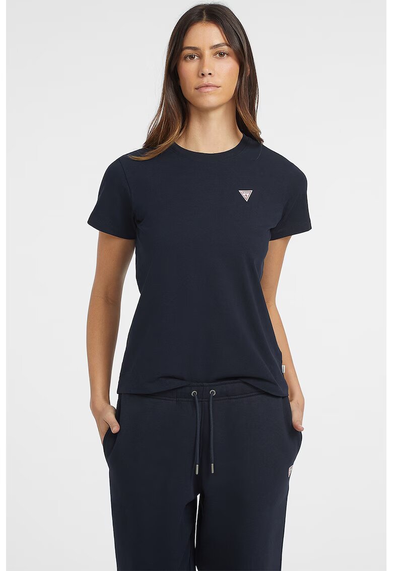 Guess Jeans Tricou regular fit cu aplicatie logo discreta - Bleumarin